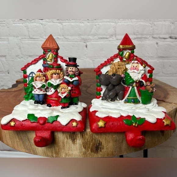 RARE Pair of VIntage Christmas Stocking Holders - Picture 1 of 15